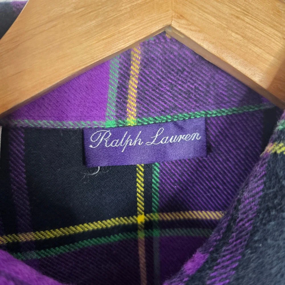 Ralph Lauren Purple Label XL Plaid Flannel Sleeveless‎ Shirt Cut Off Italy - Picture 6 of 8
